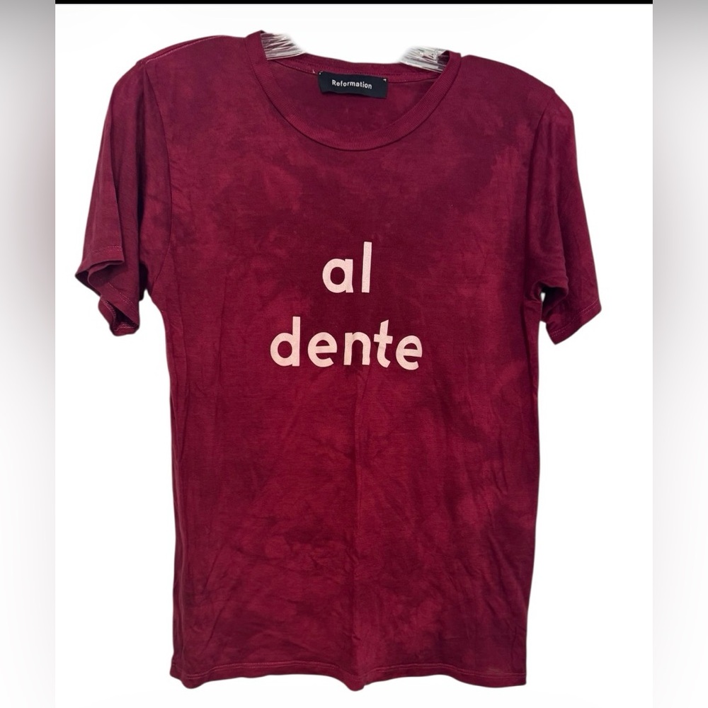 Reformation Joplin Tee Al Dente Graphic T-Shirt Red Relaxed Fit S